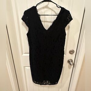 H&M black lace dress with cap sleeve. Worn one to a wedding.